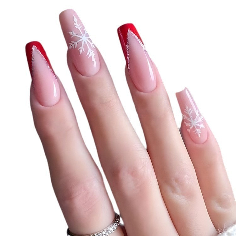 Christmas Snowflake Stripes Fake Nail Patch Patch Suit