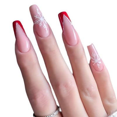 Christmas Snowflake Stripes Fake Nail Patch Patch Suit